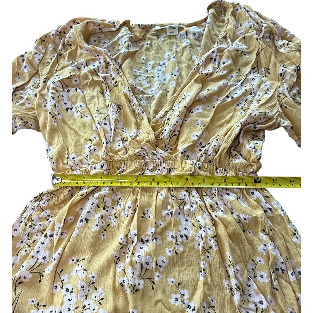 Billabong Floral Boho Mini Dress Yellow Ruffle Hem Long Sleeve M - Picture 5 of 10